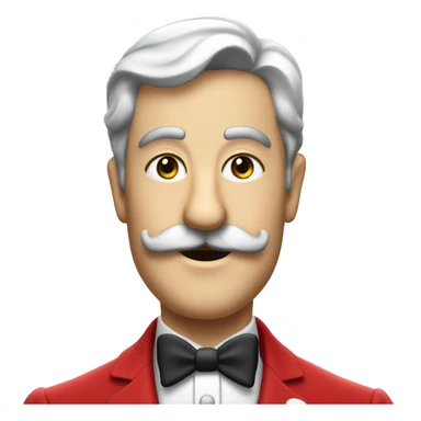 a butler in a red suit with a moustache invites you to come in sticker