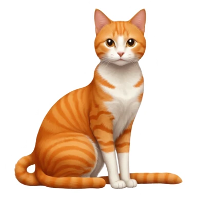 full body solid orange domestic shorthair slim cat sitting sticker
