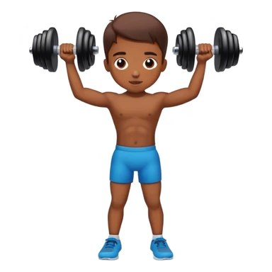 The child presses dumbbells sticker