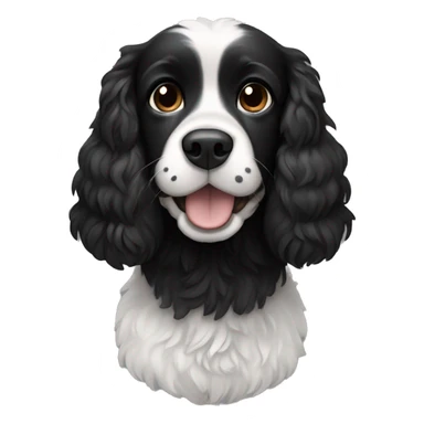 Small completely black spaniel with black fur on his whole face and white fur only on his chest sticker