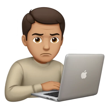 man with laptop, frowning sticker