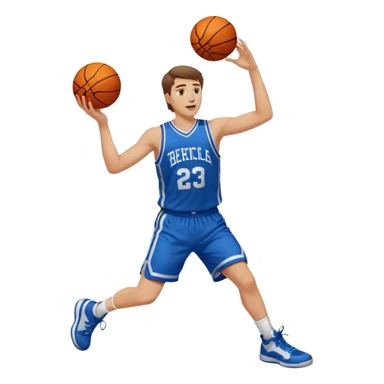 A white man with brown hair with a basketball, doing a layup sticker