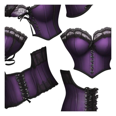 Black purple corset with lace and bow sticker