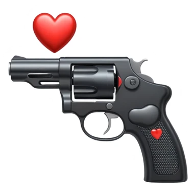Black hand gun shooting a heart bullets out of the tip  sticker