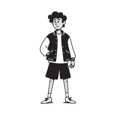 jock with a cigarette, hand-drawn doodle style sticker