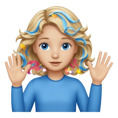 teen girl with wavy dirty blonde hair and ocean blue eyes waving sticker