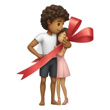 A man tying ribbon on his girl sticker