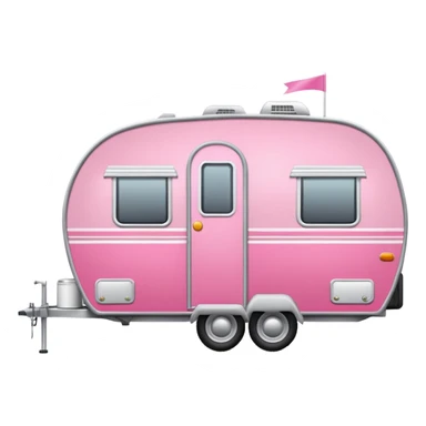 Realistic portable pink and gray camping trailer isolated.    sticker