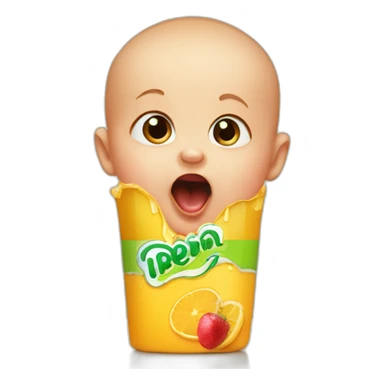 Baby screaming at juice box sticker