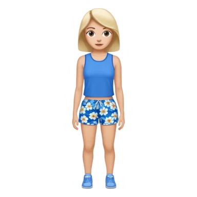 Blue floral shorts women sticker