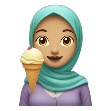 Hijab girl with ice cream sticker