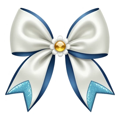 white flower bow with glitter sticker