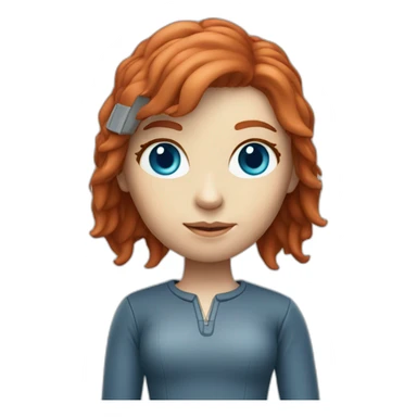 red-haired girl blue eyes with 3d printer sticker
