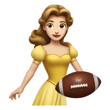 White Disney princess Belle wearing holding a football sticker