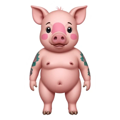 full body of pig having tattoo, front view sticker