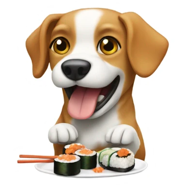 Dog eating sushi sticker