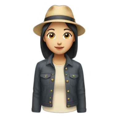 A Asian girl wear a hat sticker