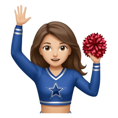 white happy long haired brunette girl hazel eyes in dallas cowboy cheerleader outfit cheering sticker