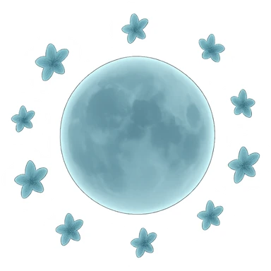 Add small, glowing stars around the moon with a soft glow. Maintain the matte glass style with translucent and frosted effects, ensuring the stars complement the moon's gentle highlights and overall appearance. sticker