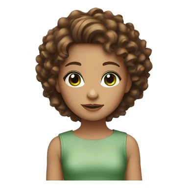 girl with brown curly hair and green eyes  sticker