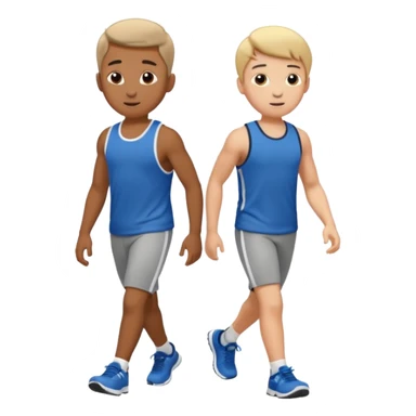 two boys walking, wearing gym clothes, full body sticker