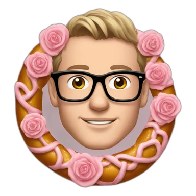 Jonathan Toews wearing glasses as a pretzel with pastel roses sticker