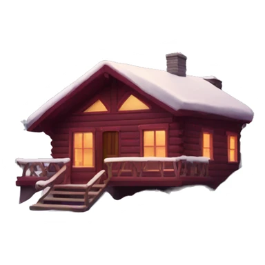 winter cabin with burgundy Christmas decorations sticker
