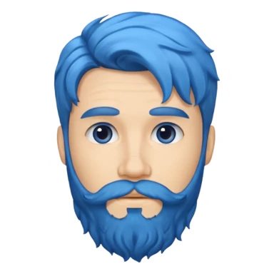 a man with blue a wavy hair, beard sticker