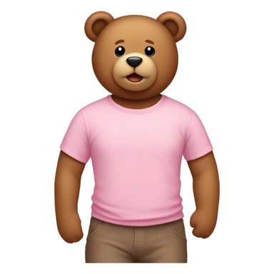 Brown Teddy bear wearing pastel pink tshirt sticker