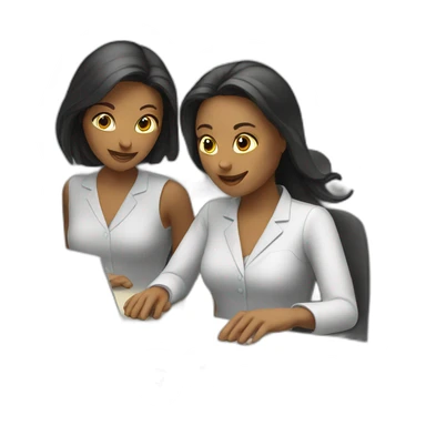 2 women working on a laptop computer sticker