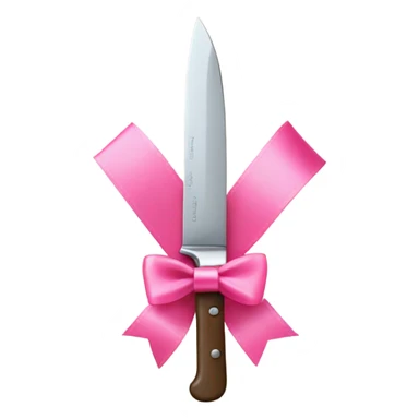 a knife with a pink ribbon bow sticker