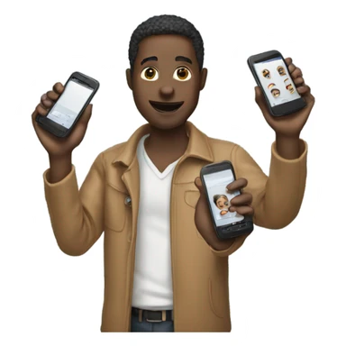 Person holding 3 phones sticker