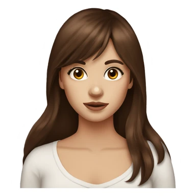 beautiful girl with long dark auburn hair and curtain bangs with brown eyes sticker