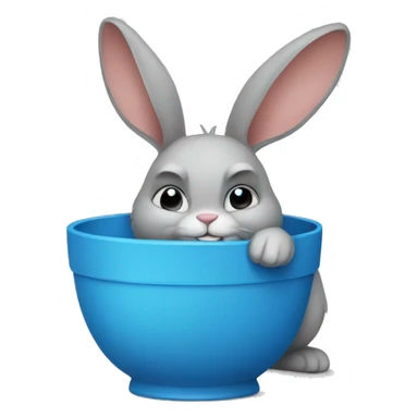 A rabbit with a muscled arm and a blue bowl sticker