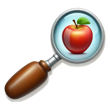 magnifying glass with red apple under the glass sticker