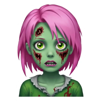 zoombie girl pink hair, green skin sticker