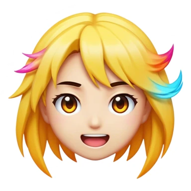 Cinematic Realistic Anime Pop Culture Emoji, featuring a dynamic, stylized portrayal of iconic anime characters rendered with vibrant textures and energetic, colorful lighting. sticker