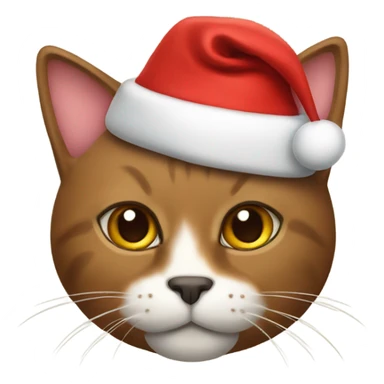 Brown cat with Santa hat on  sticker