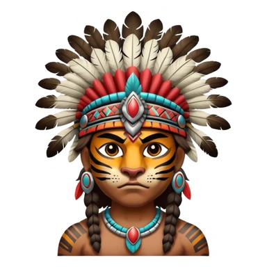 Aztec tiger warrior with feathered headdress sticker
