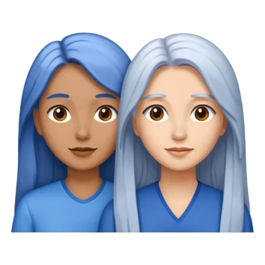 2 women with long blue brown and white hair sticker