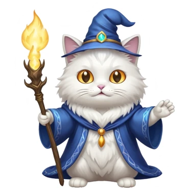 cat wizard casting a spell sticker