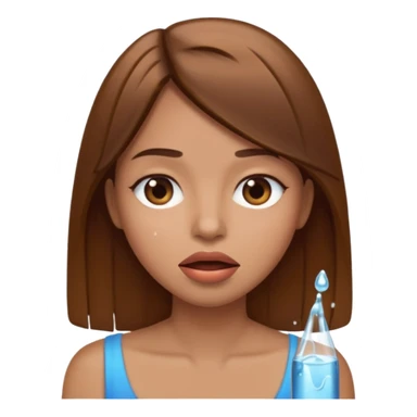 Women with brown straight hair with watery mouth  sticker