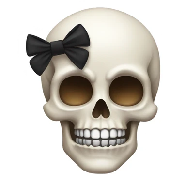 skull emoji with black bow sticker