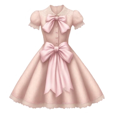 highly detailed pale pink Vintage bow dress with lace and florals  sticker