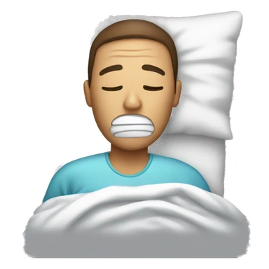 sick person in bed sticker