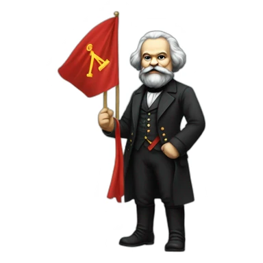 karl marx Holding a coomunism flag in his Hand  sticker