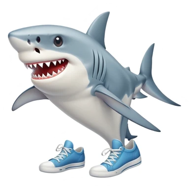Shark with legs wearing shoes sticker