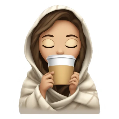 white girl inside a blanket sipping coffee eyes closed sticker
