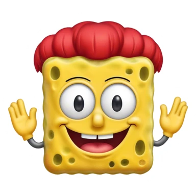 Sponge bob with a red and black wig sticker