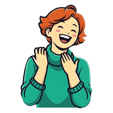 hands on neck laughing sticker